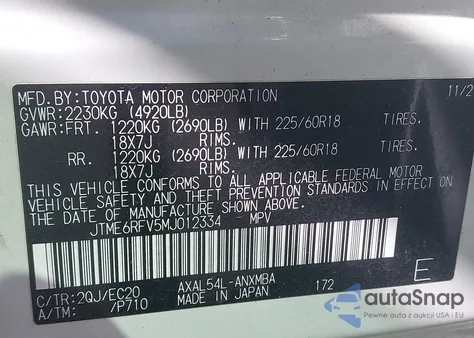2021 Toyota Rav4 Xse from USA, damaged, VIN JTME6RFV5MJ012334